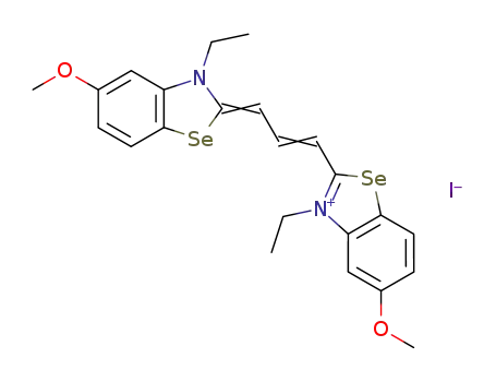 Molecular Structure of 93838-99-4 (3-ethyl-2-[3-(3-ethyl-5-methoxy-3H-benzoselenazol-2-ylidene)prop-1-enyl]-5-methoxybenzoselenazolium iodide)