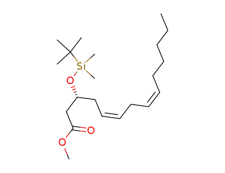 Molecular Structure of 151509-75-0 (Methyl (R)-(Z,Z)-3-<(tert-butyldimethylsilyl)oxy>-5,8-tetradecadienoate)