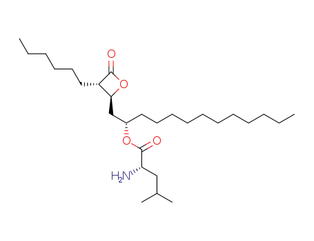 L-Leucine, (1S)-1-[[(2S,3S)-3-hexyl-4-oxo-2-oxetanyl]methyl]dodecyl
ester
