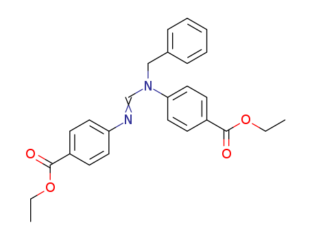 586400-06-8,N,N'-Bis(4-ethoxycarbonylphenyl)-N-benzylformamidine,N,N'-BIS(4-ETHOXYCARBONYLPHENYL)-N-BENZYLFORMAMIDINE;            Ethyl 4-(((benzyl(4-(ethoxycarbonyl)phenyl)amino)methylene)amino)benzoate;            QC-4249;