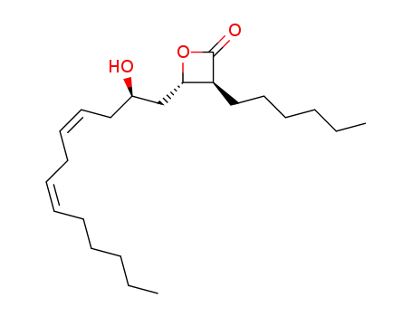 Molecular Structure of 108102-73-4 (4-<(4Z,7Z)-2-hydroxytrideca-4,7-dienyl>-3-hexyloxetan-2-one)