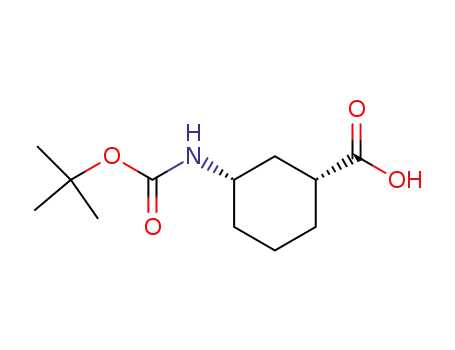 Molecular Structure of 222530-39-4 (CYCLOHEXANECARBOXYLIC ACID, 3-[[(1,1-DIMETHYLETHOXY)CARBONYL]AMINO]-, (1R,3S)-)
