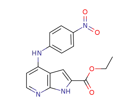 Molecular Structure of 1021950-41-3 (1H-Pyrrolo[2,3-b]pyridine-2-carboxylic acid, 4-[(4-nitrophenyl)amino]-, ethyl ester)