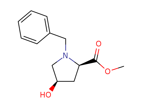 Molecular Structure of 114676-53-8 (D-Proline, 4-hydroxy-1-(phenylmethyl)-, methyl ester, (4R)-)
