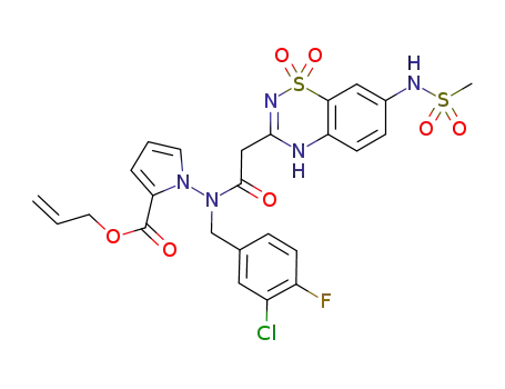 1-{(3-chloro-4-fluoro-benzyl)-[2-(7-methanesulfonylmethyl-1,1-dioxo-1,4-dihydro-1λ6-benzo[1,2,4]thiadiazin-3-yl)-acetyl]-amino}-1H-pyrrole-2-carboxylic acid allyl ester