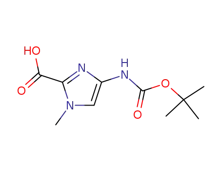 Molecular Structure of 128293-64-1 (4-TERT-BUTOXYCARBONYLAMINO-1-METHYL-1H-IMIDAZOLE-2-CARBOXYLIC ACID)