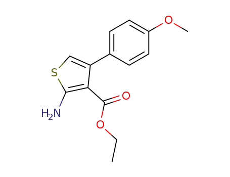 Molecular Structure of 15854-11-2 (ETHYL 2-AMINO-4-(4-METHOXYPHENYL)-3-THIOPHENECARBOXYLATE)