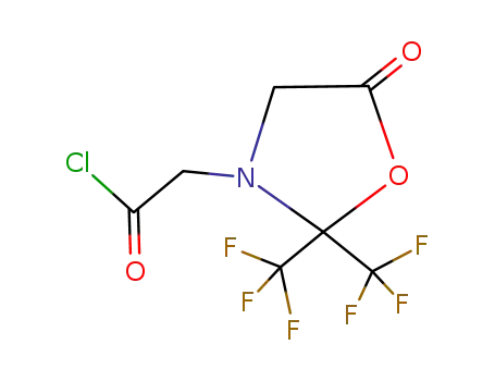 Molecular Structure of 148431-12-3 (<5-Oxo-2,2-bis(trifluormethyl)-1,3-oxazolidin-3-yl>-essigsaeure-chlorid)