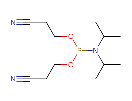 102690-88-0,BIS(2-CYANOETHYL)-N,N-DIISOPROPYL PHOSPHORAMIDITE,Phosphoramidousacid, bis(1-methylethyl)-, bis(2-cyanoethyl) ester (9CI);Bis(2-cyanoethoxy)(diisopropylamino)phosphine;Bis(2-cyanoethoxy)-N, N-diisopropylaminophosphine;
