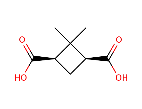 Molecular Structure of 3211-48-1 (1,3-Cyclobutanedicarboxylic acid, 2,2-dimethyl-, (1R,3S)-rel-)