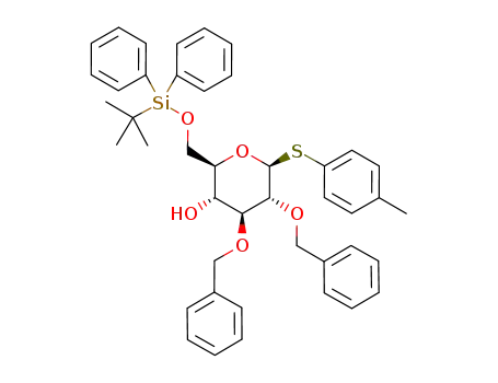 Molecular Structure of 596087-20-6 (B-D-Glucopyranoside,4-methylphenyl6-O-[(1,1-dimethylethyl)diphenylsilyl]-2,3-bis-O-(phenylmethyl)-1-thio-)