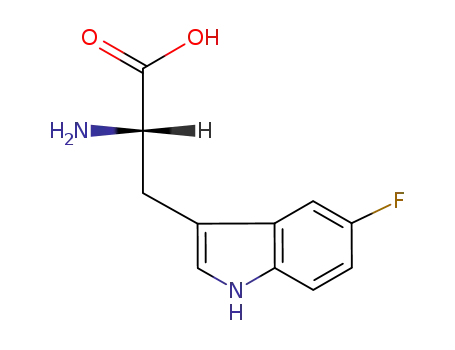 Molecular Structure of 16626-02-1 ((S)-2-AMINO-3-(5-FLUORO-1H-INDOL-3-YL)-PROPIONIC ACID)