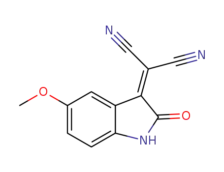 Molecular Structure of 848924-85-6 (2-(5-methoxy-2-oxoindolin-3-ylidene)malononitrile)