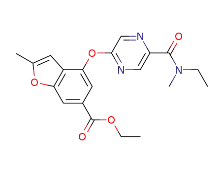 Molecular Structure of 1245604-04-9 (ethyl 4-(5-(ethyl(methyl)carbamoyl)pyrazin-2-yloxy)-2-methylbenzofuran-6-carboxylate)