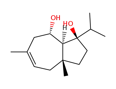 Molecular Structure of 41690-67-9 ((1R)-1-Isopropyl-3aβ,6-dimethyl-1,2,3,3a,4,7,8,8aα-octahydroazulene-1β,8α-diol)