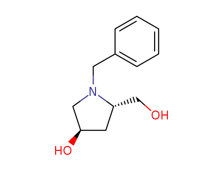 Molecular Structure of 107746-25-8 (2-Pyrrolidinemethanol, 4-hydroxy-1-(phenylmethyl)-, (2S,4R)-)