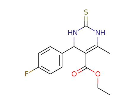 Molecular Structure of 201287-93-6 (ETHYL 4-(4-FLUOROPHENYL)-6-METHYL-2-THIOXO-1,2,3,4-TETRAHYDRO-5-PYRIMIDINECARBOXYLATE)
