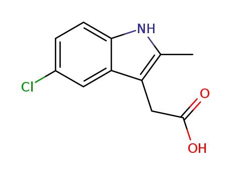 Molecular Structure of 19017-52-8 ((5-CHLORO-2-METHYL-1H-INDOL-3-YL)-ACETIC ACID)
