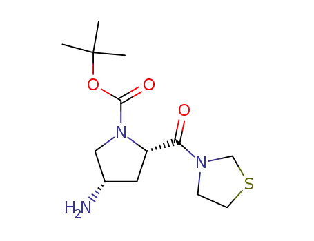 Molecular Structure of 401564-31-6 (1-Pyrrolidinecarboxylic acid, 4-amino-2-(3-thiazolidinylcarbonyl)-,
1,1-dimethylethyl ester, (2S,4S)-)