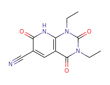 Molecular Structure of 74115-53-0 (1,3-Diethyl-2,4,7-trioxo-1,2,3,4,7,8-hexahydro-pyrido[2,3-d]pyrimidine-6-carbonitrile)