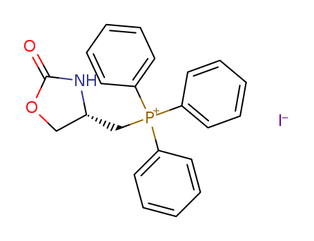 Molecular Structure of 132682-21-4 (Phosphonium, [[(4S)-2-oxo-4-oxazolidinyl]methyl]triphenyl-, iodide)