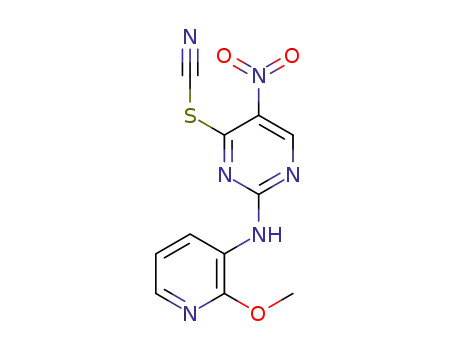 Molecular Structure of 1414805-24-5 (N-(2-methoxypyridin-3-yl)-5-nitro-4-thiocyanatopyrimidin-2-amine)