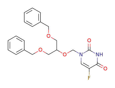 Molecular Structure of 82410-25-1 (2,4(1H,3H)-Pyrimidinedione,
5-fluoro-1-[[2-(phenylmethoxy)-1-[(phenylmethoxy)methyl]ethoxy]methyl]-)