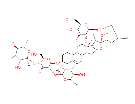 b-D-Glucopyranoside, (3b,22a,25R)-26-(b-D-glucopyranosyloxy)-22-methoxyfurost-5-en-3-yl O-6-deoxy-a-L-mannopyranosyl-(1&reg;2)-O-[6-deoxy-a-L-mannopyranosyl-(1&reg;4)]-