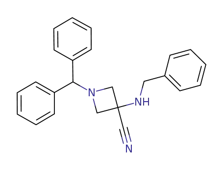 Molecular Structure of 138650-21-2 (3-Azetidinecarbonitrile, 1-(diphenylmethyl)-3-[(phenylmethyl)amino]-)