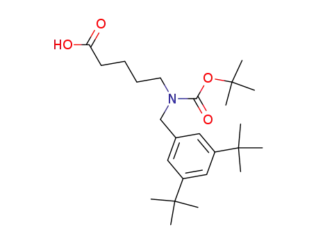 Molecular Structure of 518033-67-5 (5-[tert-butoxycarbonyl-(3,5-di-tert-butylbenzyl)-amino]pentanoic acid)
