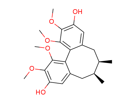 66280-25-9,gomisin J,(-)-gomisin J;6(S),7(R)-Dibenzo(a,c)cyclooctene-3,10-diol,5,6,7,8-tetrahydro-1,2,11,12-tetramethoxy-6,7-dimethyl;Dibenzo(a,c)cyclooctene-3,10-diol,5,6,7,8-tetrahydro-1,2,11,12-tetramethoxy-6,7-dimethyl-,stereoisomer;