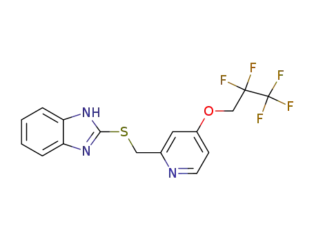 Molecular Structure of 103577-42-0 (1H-Benzimidazole,
2-[[[4-(2,2,3,3,3-pentafluoropropoxy)-2-pyridinyl]methyl]thio]-)
