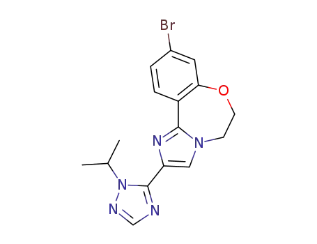 Molecular Structure of 1282512-46-2 (9-bromo-2-(1-isopropyl-1H-1,2,4-triazol-5-yl)-5,6-dihydrobenzo-[f ]imidazo[1,2-d][1,4]oxazepine)
