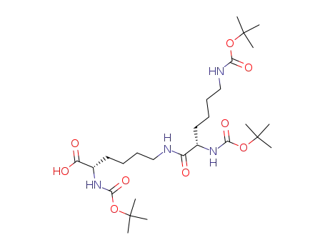 Molecular Structure of 51513-72-5 ((S)-6-((S)-2,6-bis((tert-butoxycarbonyl)amino)hexanamido)-2-((tert-butoxycarbonyl)amino)hexanoic acid)