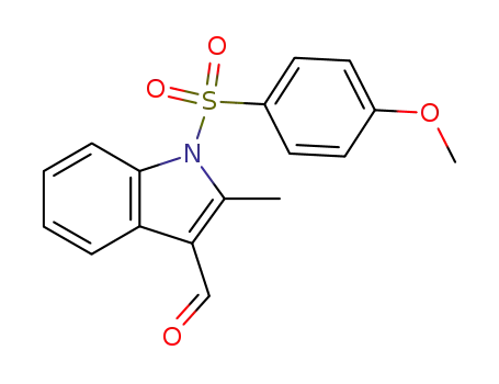 Molecular Structure of 80664-26-2 (1H-Indole-3-carboxaldehyde, 1-[(4-methoxyphenyl)sulfonyl]-2-methyl-)