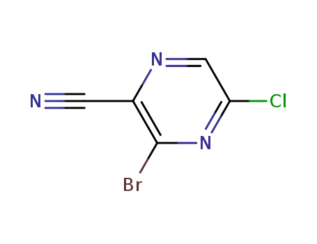 Molecular Structure of 440124-25-4 (3-Bromo-5-chloropyrazine-2-carbonitrile)