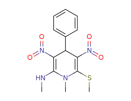 Molecular Structure of 1620024-38-5 (N,1-dimethyl-6-(methylthio)-3,5-dinitro-4-phenyl-1,4-dihydropyridin-2-amine)