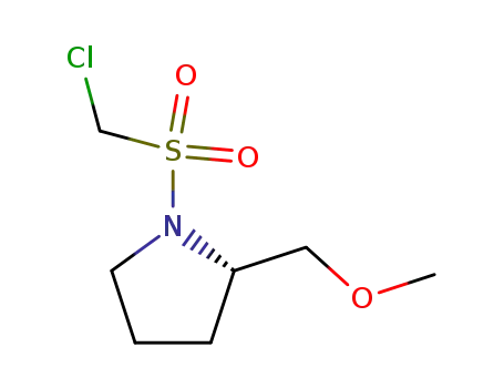 Molecular Structure of 89598-00-5 (Pyrrolidine, 1-[(chloromethyl)sulfonyl]-2-(methoxymethyl)-, (S)-)