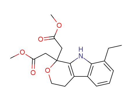 Molecular Structure of 200880-24-6 ((8-ethyl-1-methoxycarbonylmethyl-1,3,4,9-tetrahydropyrano[3,4-b]indol-1-yl)acetic acid methyl ester)