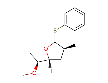 Molecular Structure of 876152-41-9 (Furan, tetrahydro-5-[(1S)-1-methoxyethyl]-3-methyl-2-(phenylthio)-,
(3S,5R)-)