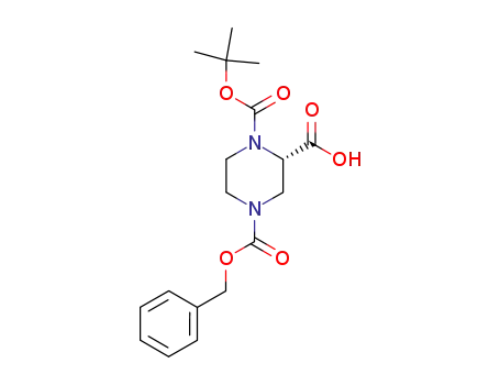 Molecular Structure of 138775-03-8 ((S)-N-1-Boc-N-4-Cbz-2-piperazine carboxylic acid)