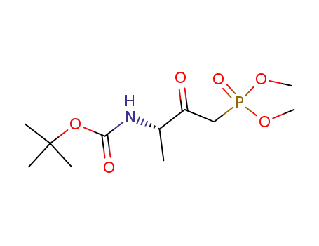 Molecular Structure of 112392-62-8 (Carbamic acid, [3-(dimethoxyphosphinyl)-1-methyl-2-oxopropyl]-,
1,1-dimethylethyl ester, (S)-)