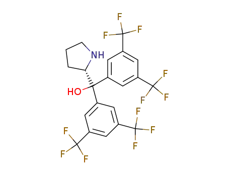 Molecular Structure of 848821-76-1 ((S)-2-{Bis[3,5-bis(trifluoromethyl)phenyl]hydroxymethyl}pyrrolidine)