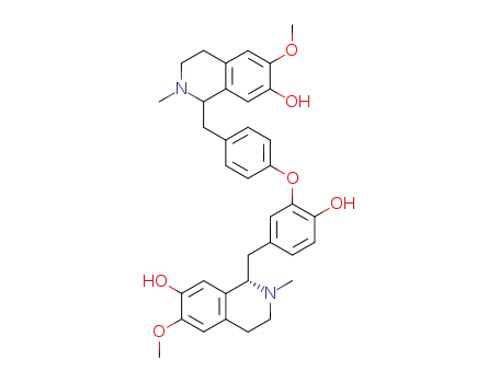 Molecular Structure of 485-18-7 ((1S)-1-[4-(2-hydroxy-5-{[(1R)-7-hydroxy-6-methoxy-2-methyl-1,2,3,4-tetrahydroisoquinolin-1-yl]methyl}phenoxy)benzyl]-6-methoxy-2-methyl-1,2,3,4-tetrahydroisoquinolin-7-ol)