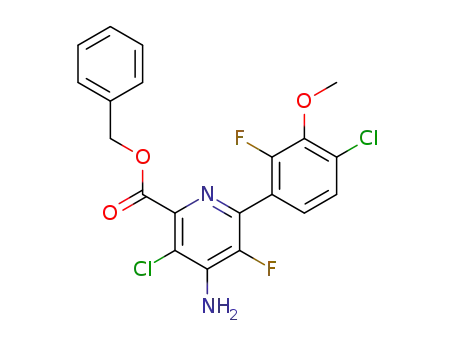 Molecular Structure of 1390661-72-9 (benzyl ester of 4-amino-3-chloro-5-fluoro-6-(4-chloro-2-fluoro-3-methoxyphenyl)pyridine-2-carboxylic acid)