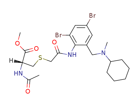 97290-45-4,L-Cysteine, N-acetyl-S-(2-((2,4-dibromo-6-((cyclohexylmethylamino)methyl)phenyl)amino)-2-oxoethyl)-, methyl ester,