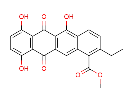 Molecular Structure of 749-18-8 (2-Ethyl-6,11-dihydro-5,7,10-trihydroxy-6,11-dioxo-1-naphthacenecarboxylic acid methyl ester)
