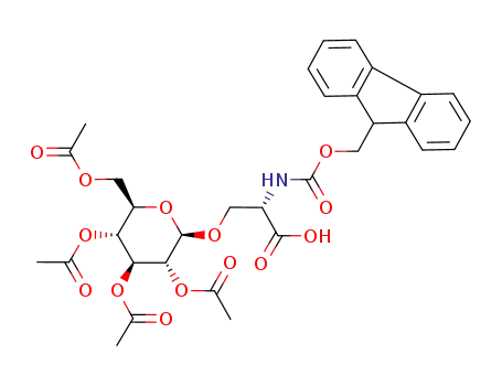 Molecular Structure of 118358-38-6 (FMOC-L-SER(BETA-D-GLCAC4)-OH)