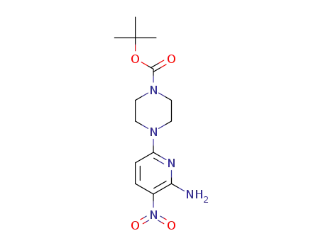 Molecular Structure of 1254163-46-6 (tert-butyl 4-(6-amino-5-nitropyridin-2-yl)piperazine-1-carboxylate)