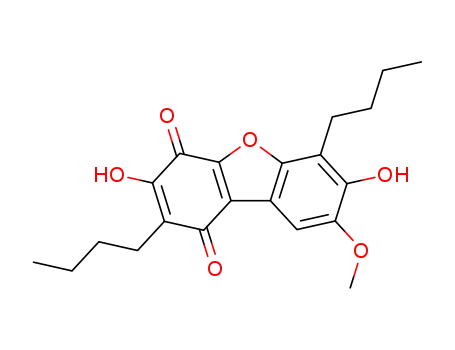 Molecular Structure of 180912-38-3 (1,4-Dibenzofurandione, 2,6-dibutyl-3,7-dihydroxy-8-methoxy-)